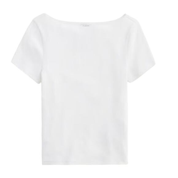 J.Crew Factory Short Sleeve Ribbed Boatneck Tee White Size Large NWT - Picture 1 of 7